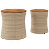vidaXL Garden Side Tables 2 pcs with Wooden Top Beige Poly Rattan