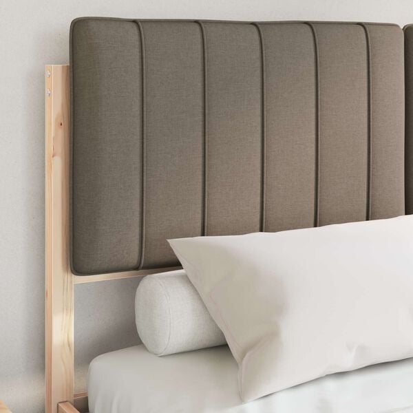 vidaXL Bed Frame with Upholstered Headboard Taupe 135 x 190 cm