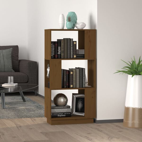 vidaXL Book Cabinet/Room Divider Honey Brown 51x25x101 cm Solid Wood Pine