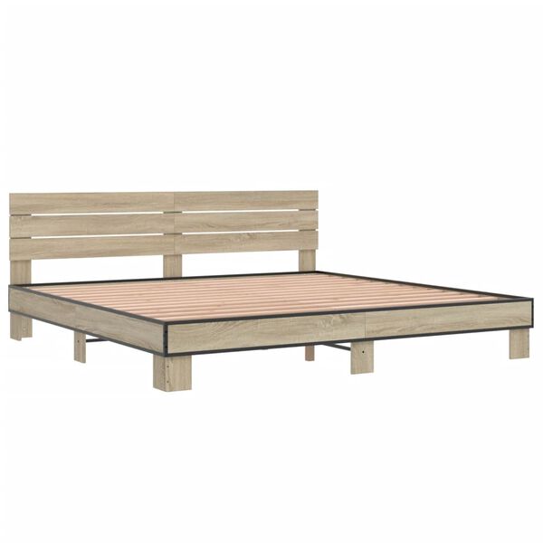 vidaXL Bed Frame without Mattress Sonoma Oak 180x200 cm Super King