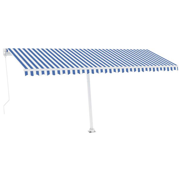 vidaXL Manual Retractable Awning with LED 500x350 cm Blue and White