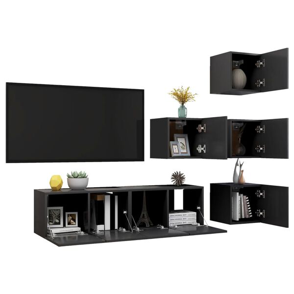 vidaXL 6 Piece TV Cabinet Set Grey Engineered Wood