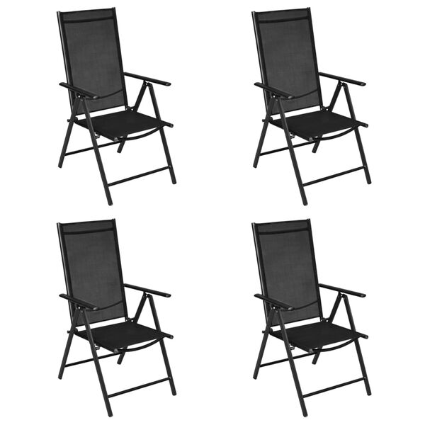 vidaXL Folding Garden Chairs 4 pcs Aluminium and Textilene Black
