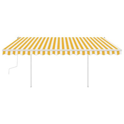 vidaXL Manual Retractable Awning with LED 4x3.5 m Yellow and White