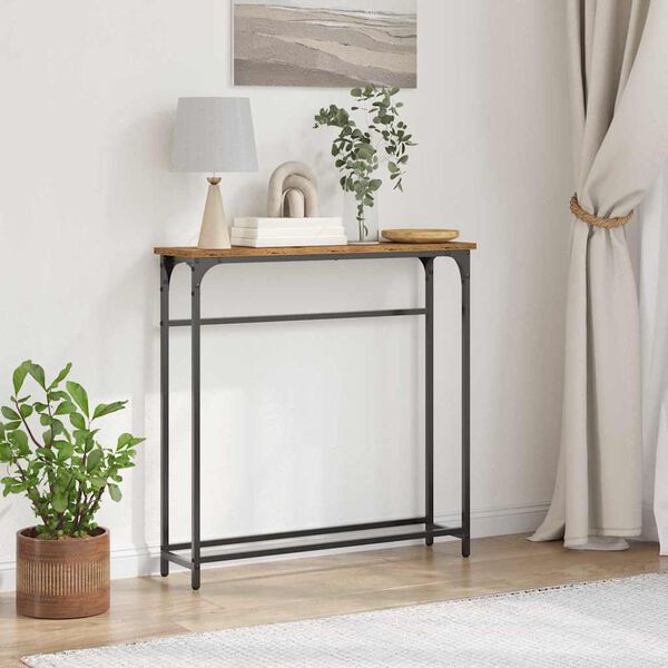 vidaXL Console Table Old Wood 75 x 19.5 x 75 cm Engineered Wood