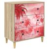 vidaXL Chest of Drawers AACHEN Pink palm tree print 66 x 36.5 x 75 cm