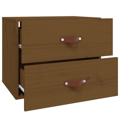 vidaXL Wall-mounted Bedside Cabinet Honey Brown 50x36x40 cm
