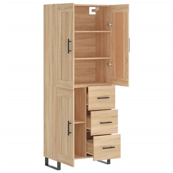 vidaXL Highboard Sonoma Oak 69.5x34x180 cm Engineered Wood