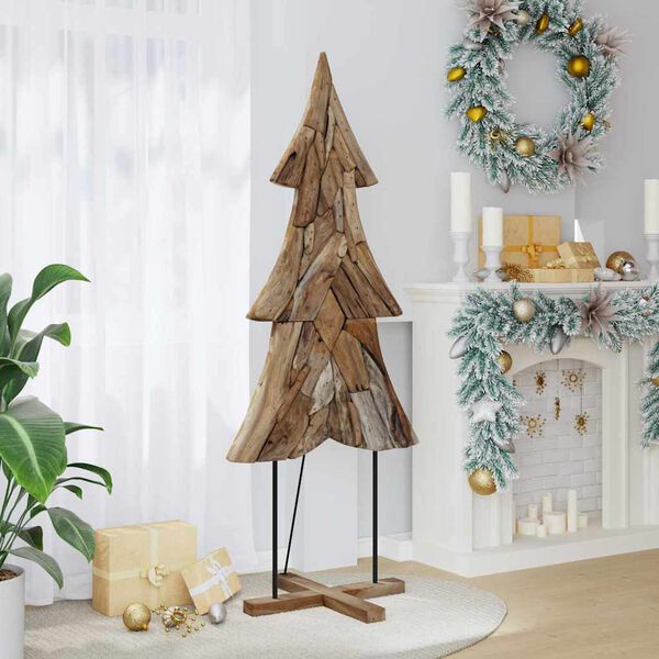 vidaXL Christmas Tree with Stand Brown 181.5 cm Solid teak wood