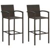 vidaXL 3 Piece Outdoor Bar Set with Armrest Poly Rattan Brown