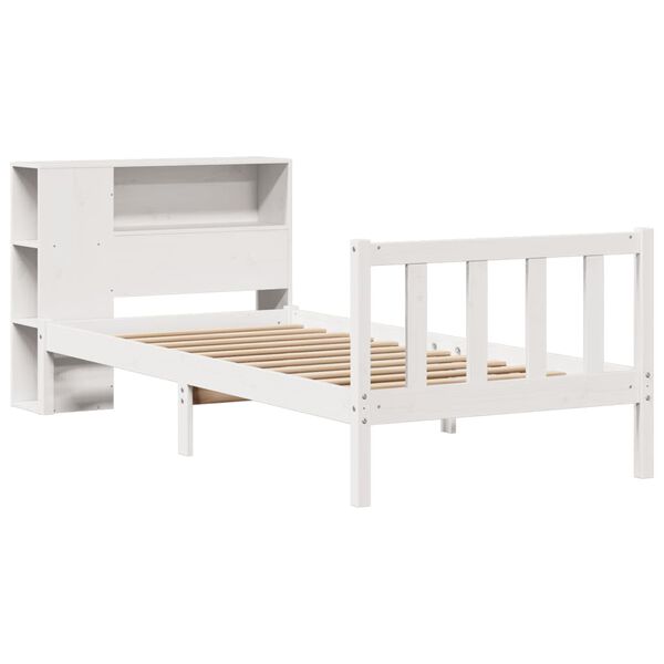 vidaXL Bookcase Bed without Mattress White 90x200 cm Solid Wood Pine