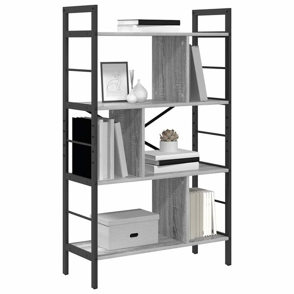 vidaXL Bookshelf Grey Sonoma 75 x 30 x 123.5 cm Engineered Wood