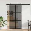 vidaXL Sliding Door with Hardware Set Black 102.5x205 cm Tempered Glass