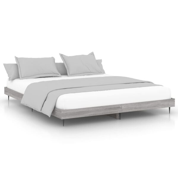 vidaXL Bed Frame without Mattress Grey Sonoma 180x200 cm Super King Engineered Wood