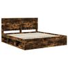 vidaXL Bed Frame Smoked Oak 200 x 200 cm Solid Pine Wood