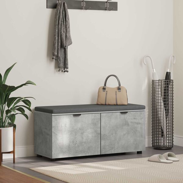 vidaXL Hall Bench with Cushion Concrete Grey 100 x 38 x 46 cm