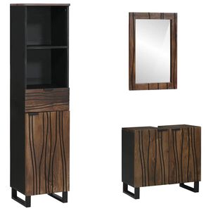 vidaXL Bathroom Furniture Set 3 pcs Walnut Brown Engineered Wood