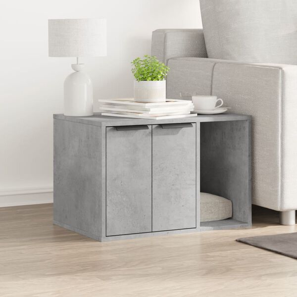 vidaXL Cat Litter Box Enclosure Concrete Grey 60x40x40 cm Engineered Wood