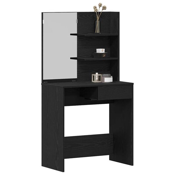 vidaXL Dressing Table Black Oak 74.5 x 40 x 141 cm Engineered Wood