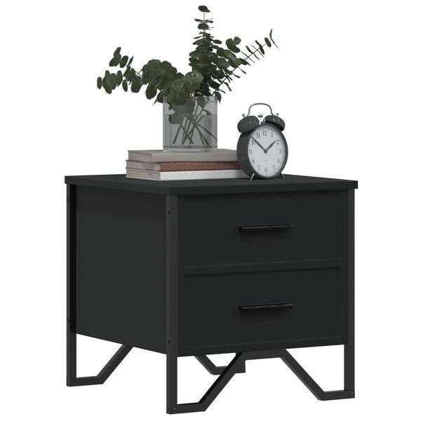 vidaXL Bedside Cabinet Black 40x41x40 cm Engineered Wood