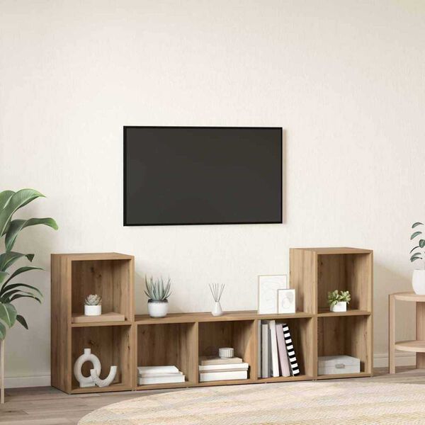 vidaXL TV Cabinet Set Wall-mounted 3 pcs Brown Engineered Wood