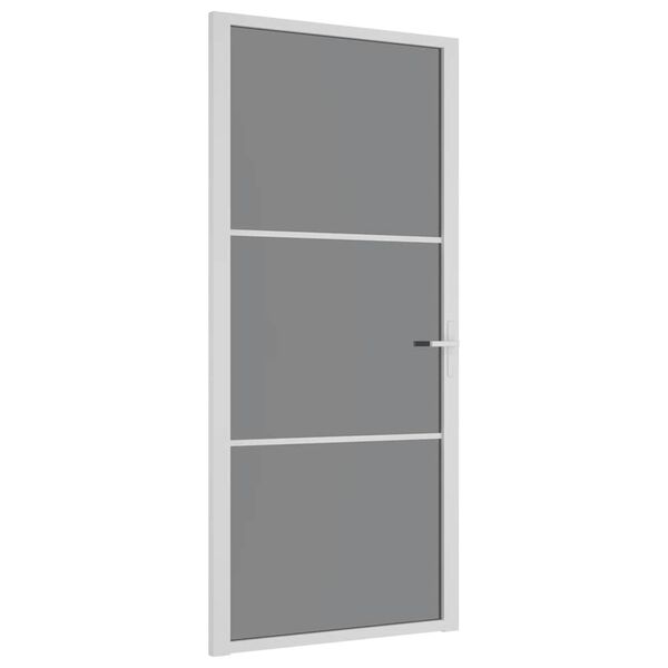 vidaXL Interior Door 93x201.5 cm White ESG Glass and Aluminium