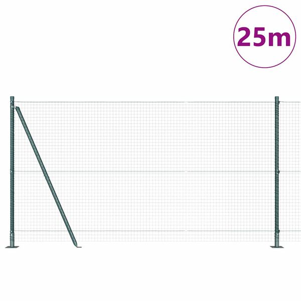 vidaXL Fence Post Green 25 x 1.2 m (25 x 25 mm mesh) Steel and PVC