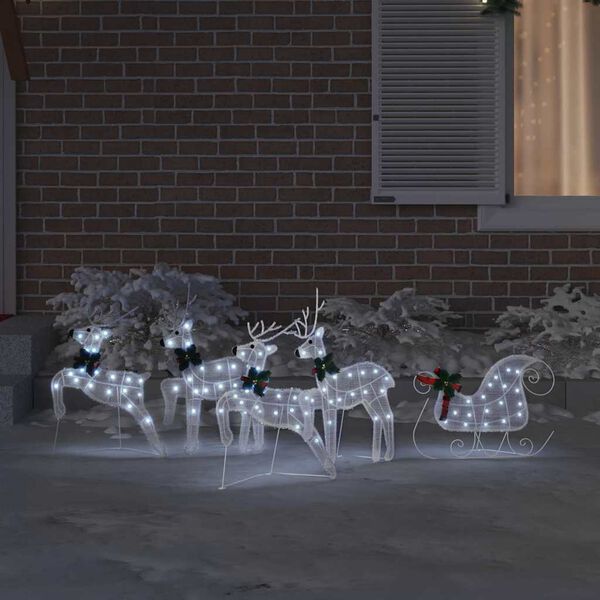 vidaXL LED Reindeers 5 pcs White Fabric