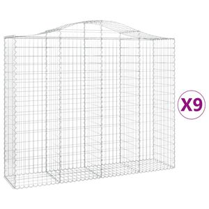 vidaXL Arched Gabion Baskets 9 pcs 200x50x160/180 cm Galvanised Iron