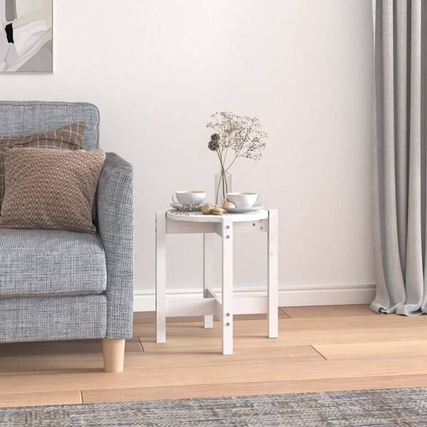 vidaXL Coffee Table White &Oslash; 42.5x45 cm Solid Wood Pine
