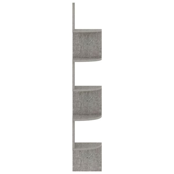vidaXL Wall Corner Shelf Concrete Grey 19x19x123 cm Engineered Wood