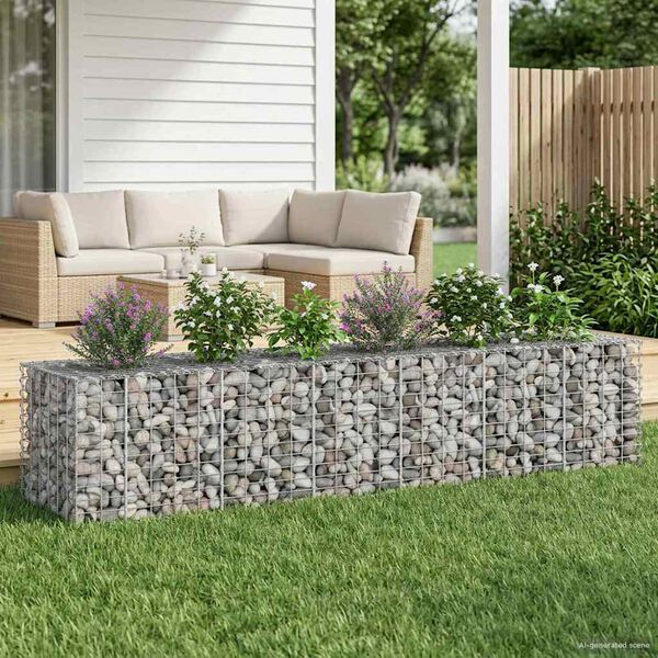 vidaXL Gabion Raised Bed 2 pcs Silver 260 x 60 x 55 cm