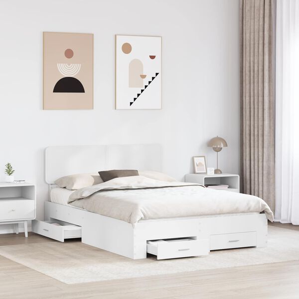 vidaXL Bed Frame with Headboard White 160 x 200 cm Engineered Wood