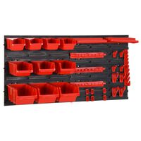 vidaXL 35 Piece Workshop Shelf Set Red and Black 77x39cm Polypropylene