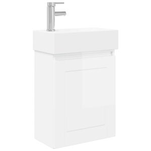 vidaXL Bathroom Vanity Unit with Tap High Gloss White