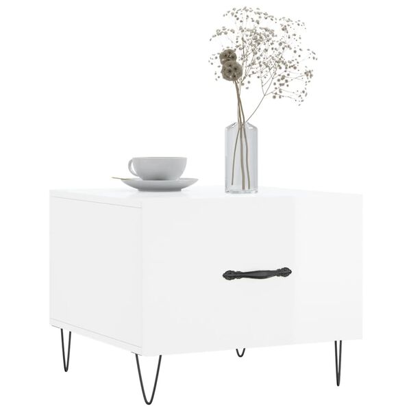 vidaXL Coffee Tables 2pcs High Gloss White 50x50x40 cm Engineered Wood