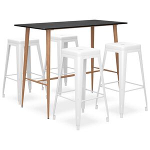 vidaXL Bar Set | Black and White | MDF, Metal | Stackable | Bar Set