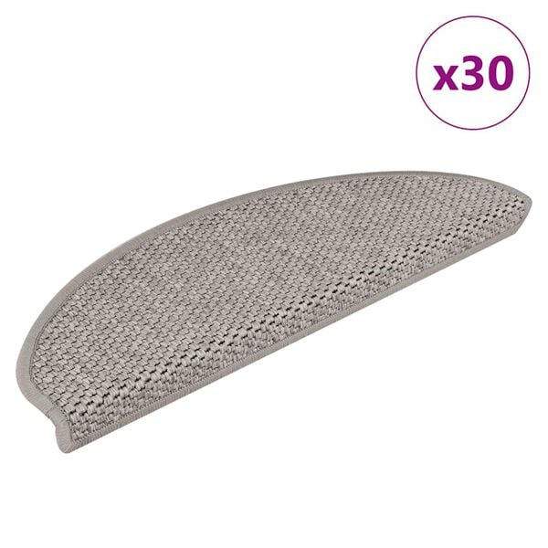vidaXL Stair Mats Self-adhesive Sisal-Look 30 pcs 65x21x4 cm Platina