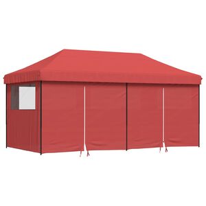 vidaXL Foldable Party Tent Pop-Up with 4 Sidewalls Burgundy