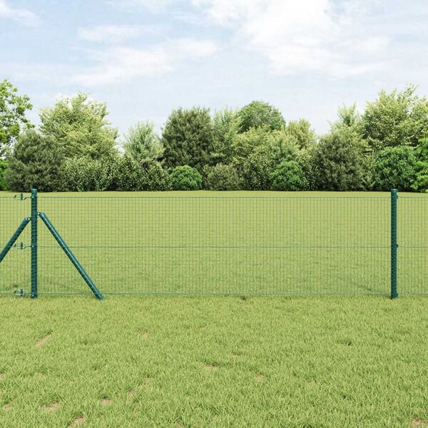 vidaXL Fence Post Green 10 x 0.8 m (19 x 19 mm mesh) Steel and PVC
