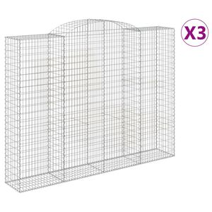 vidaXL Arched Gabion Baskets 3 pcs 300x50x220/240 cm Galvanised Iron