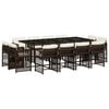 vidaXL 13 Piece Garden Dining Set with Cushions Brown Poly Rattan