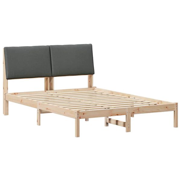 vidaXL Bed frame Brown and dark grey 140 x 200 cm Solid pine wood