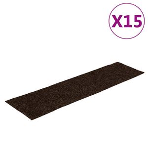 vidaXL Stair Mats Self-adhesive 15 pcs 76x20 cm Brown Rectangular