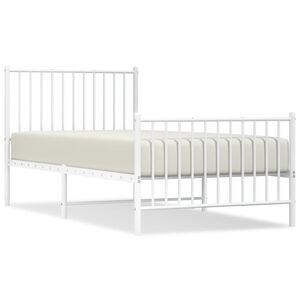 vidaXL Metal Bed Frame without Mattress with Footboard White 90x190cm