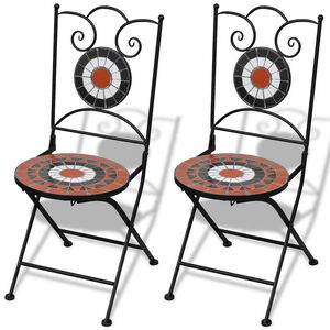 vidaXL Folding Chairs 2 pcs Ceramic Terracotta and White