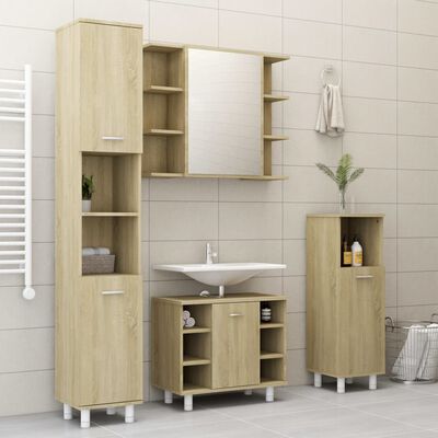 vidaXL Bathroom Cabinet Sonoma Oak 30x30x95 cm Engineered Wood