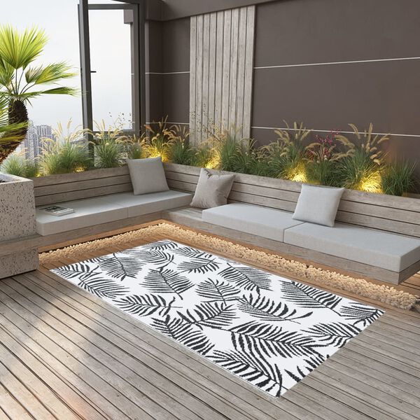 vidaXL Outdoor Carpet ARAKIL White and Black 80x150 cm PP