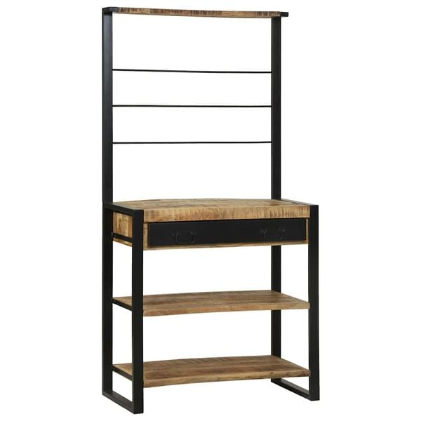 vidaXL Kitchen Rack Brown and Black 80 x 40 x 160 cm Solid Mango Wood