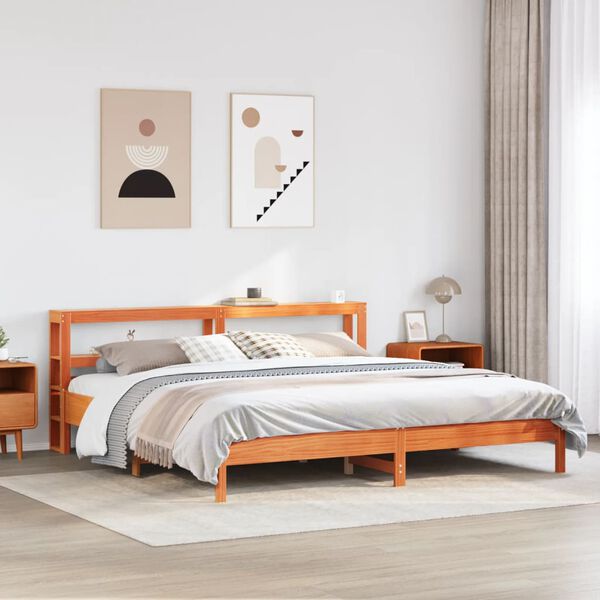 vidaXL Bed Frame without Mattress Wax Brown 200x200 cm Solid Wood Pine